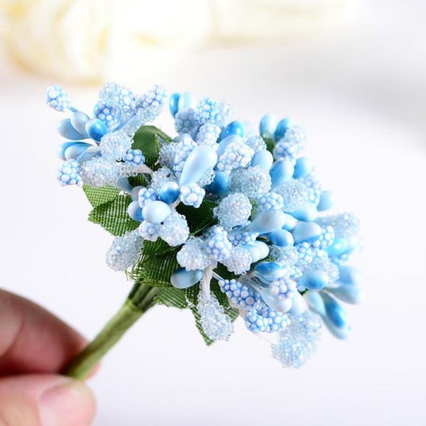 Fiori decorativi Ghirlande 72 Pz / lotto Mini Stame Artificiale Bud Bouquet Perline Fiore Matrimonio Auto Corpetto Decorazione Artigianato Falso Perla Simul