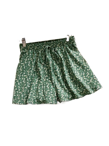 

ditsy floral print tie waist shorts d2nh#, White;black