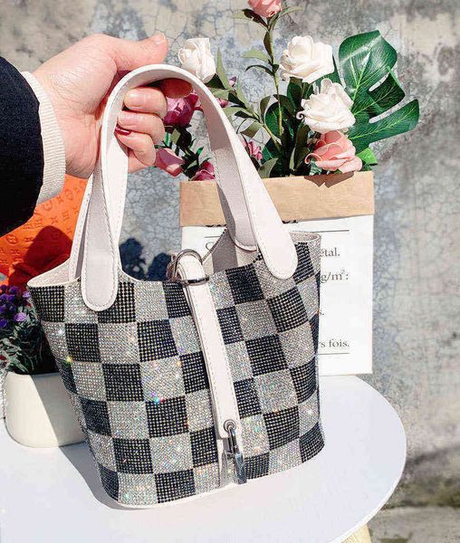 

women's imitation diamond texture leather bag shoulder strap night bag 220516