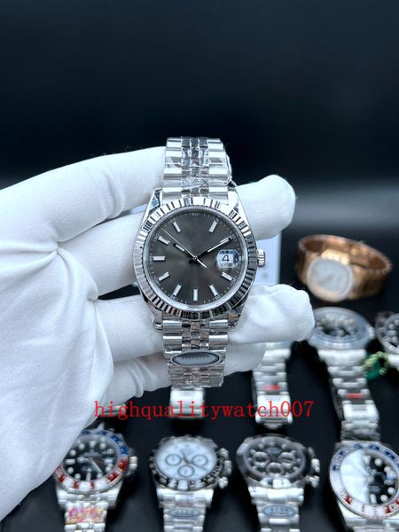 

classic series men's watches gray dial 41mm 126300 stainless steel jubilee bracelet eta 2813 movement automatic watches for men running, Slivery;brown