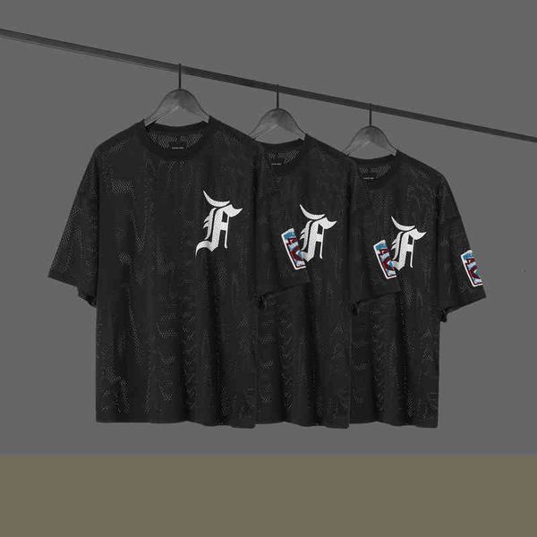 

men's t-shirts spring and summer high-quality fog season 5 mesh baseball suit short sleeve men's women's same batch, White;black