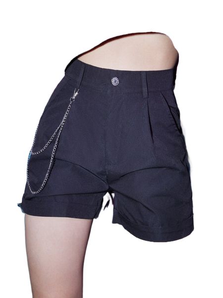 

romwe solid chain shorts y9g3#, White;black