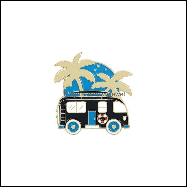 

pins brooches jewelry outdoor tour bus shape brooch vacation touring car coconut tree buckle badges cowboy clothes lapel pins for en, Gray