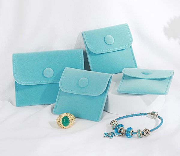 Bolsas de jóias de veludo bolsas de jóias bolsas embrulhas de bolsas de colar Bracelets armazenamento com botão de encaixe