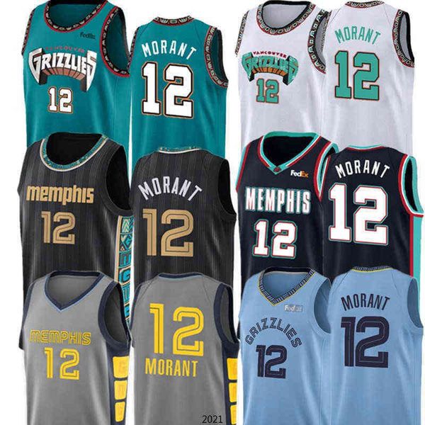 

jersey 12 ja morant basketball jerseys stitched green grey white black men, Black;red