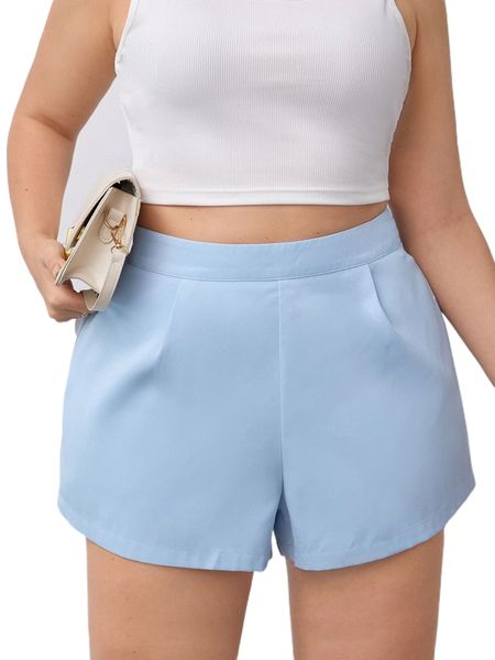 

plus high waist wide leg shorts x4vm#, Black