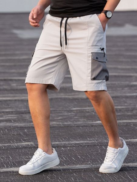 

men flap pocket drawstring waist shorts t3wv#, White;black