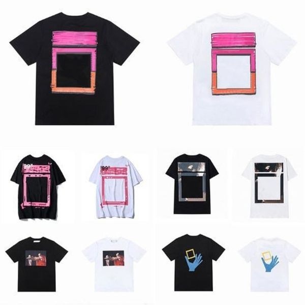 

fashion offs classic designer mens t shirts brand back adhesive strip arrow t-shirt luxury letter print casual loose clothing women couples, White;black