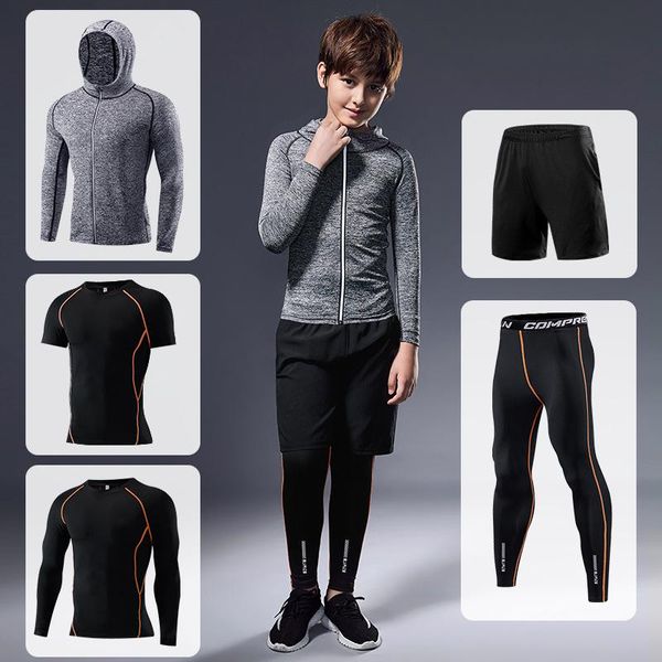 Running Sets Children Tracksuit Sports Sports Sports Gym Roupas de ginástica meninos de corrida esportes usam treinamento Exercício de fitrunning seca apertada