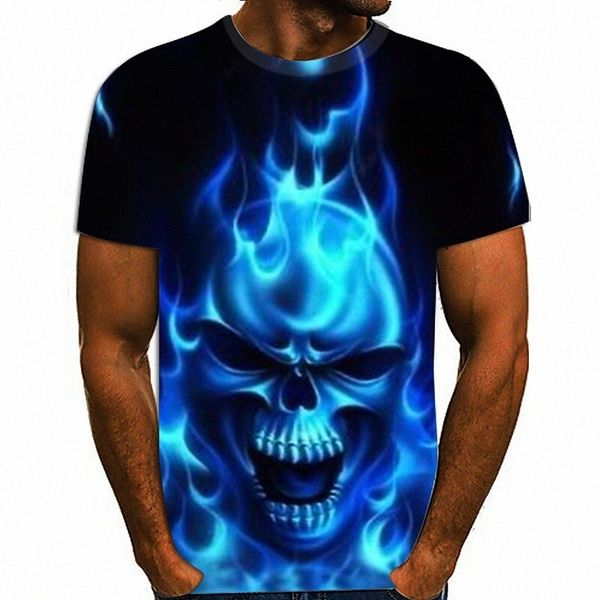 

men's t shirt shirt color block 3d skull plus size round neck daily sports print short sleeve rock exaggerated rainbow r8ua#, White;black
