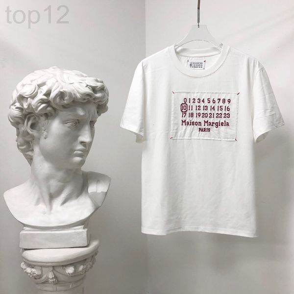 

women's t-shirt designer chaopai 22 early spring new classic embroidery box number letter paste cloth technology loose off shoulder sho, White