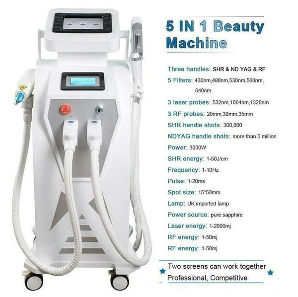 

new arrival 4 in 1 ipl elight permanet hair removal laser opt tattoo/ acne/pigment/wrinkle/vascular remove skin rejuvenation beauty machine, Black