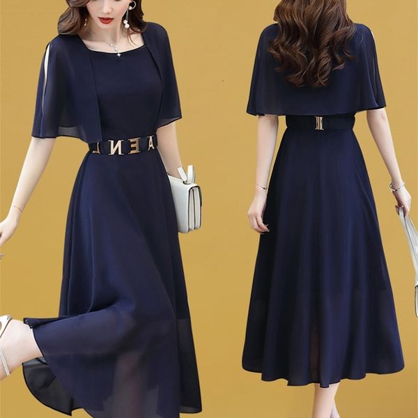 

casual dresses this summer skirt dress 2022 women's fashion long thin temperament chiffon dress 4vng, Black;gray