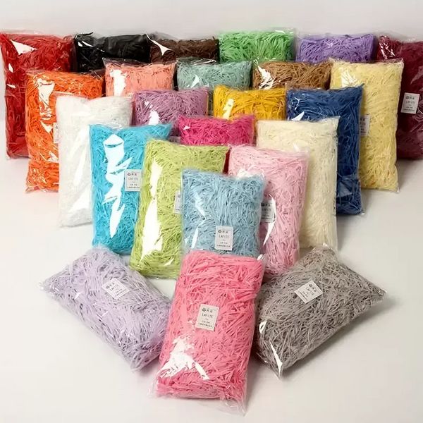 100g colorido embrulhado de papel ralado Raffia Caixas de doces DIY Caixa de presentes C0823