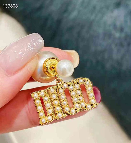 

2022 factory wholesale new home earrings, front back bead very gentle, and the shape is matched with small rice beads, Golden