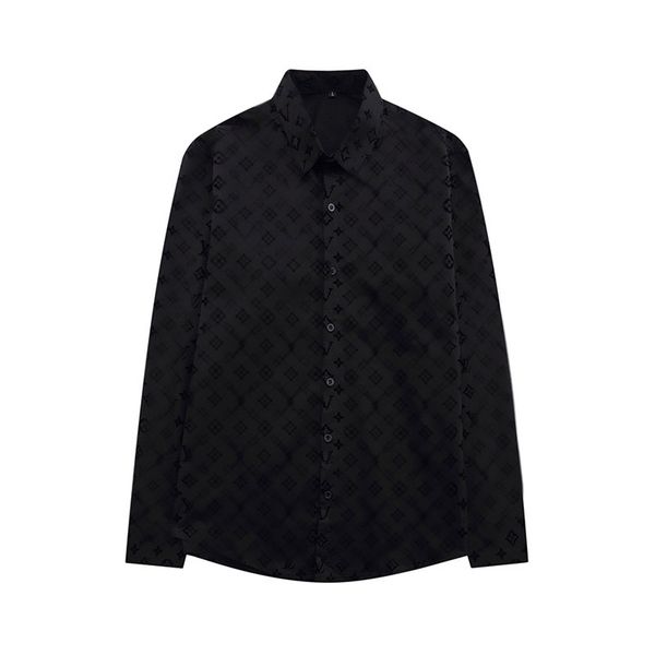 

2022 designer mens dress shirts long sleeves slim fit casual business wear cotton wrinkle resistant solid color white black size -xxxl