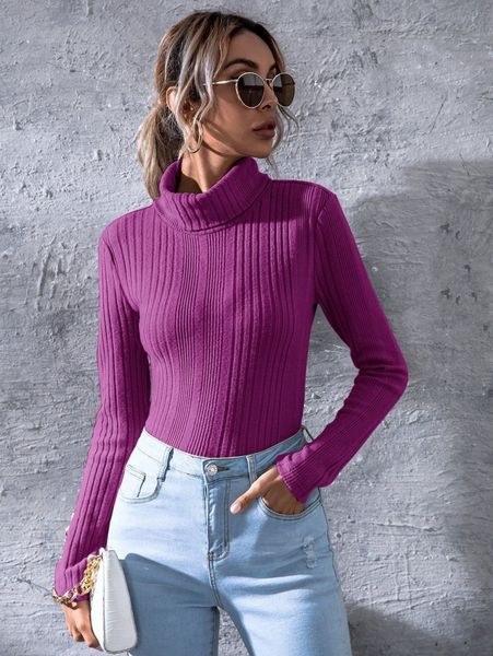 

rolled neck rib-knit tee i8c3#, White