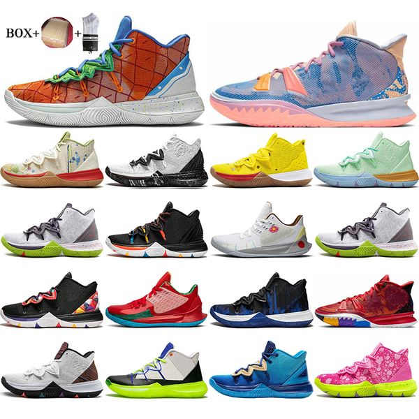 

with box mens kyrie shoes tv pe basketball shoe 5 for 20th anniversary sponge x irving 5s pineapple house patrick mr.krebs sandy cheeks wome, White;red