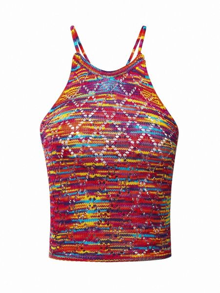 

space dye crisscross cami knit b1qa#, White;black