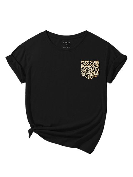 

leopard print round neck tee 85ns#, White