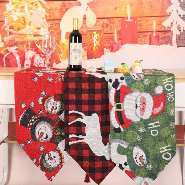 Weihnachtsdekorationen Baumwolle Tischdecke Santa Claus Tisch Läufer Desktop Dekorative Party Tabelle Tischover