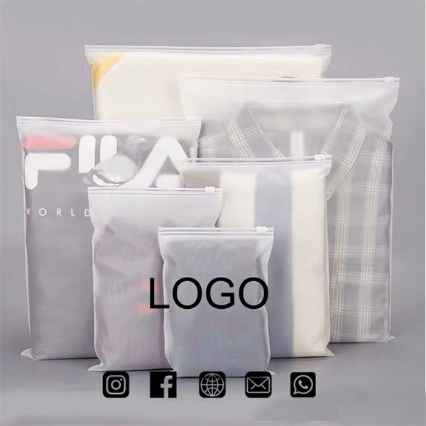 50pcs saco de armazenamento de plástico de vedação fosca personalizada Impresso para roupas de viagem Packag Trans Trans Imperperperperacor 220704
