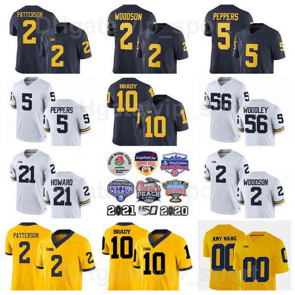 

ncaa michigan wolverines college 10 tom brady jersey football 5 jabrill peppers charles woodson 2 shea patterson 21 desmond howard 56 lamarr, Black
