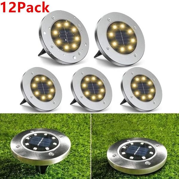 Stringhe 1/4/8/12PC 8/20 LED Decorazione natalizia per giardino domestico Vialetto Prato Luci solari a LED impermeabili per esterni Navidad Ground LightLED