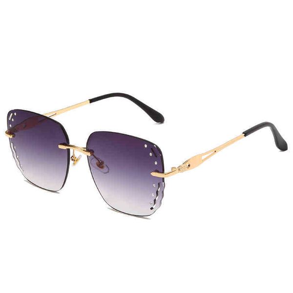 

new personalized framels wave sliced women's sunglass hollow out diamond inlaid metal sunscreen sunglass, White;black