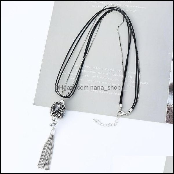 

pendant necklaces pendants jewelry retro geometric tassel necklace personality long chain clavicle for w dhemu, Silver