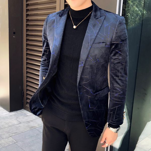 

2022 spring new striped print small suit mens plus size coat korean version trendy fashion one button business casual top, White;black