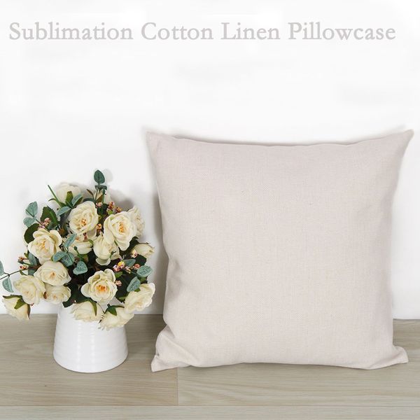 Sublimação Caso de travesseiro de algodão em branco fronha de linho diy sofá sofá capa casa casa decorativa lance travesseiro capas
