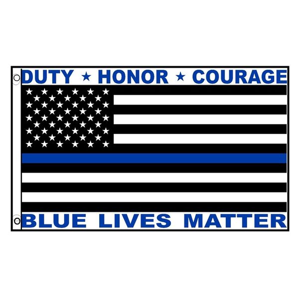 90*150cm 3x5fts Blue Lives Matter Flag de serviço Honra Banner de decoração de coragem por atacado