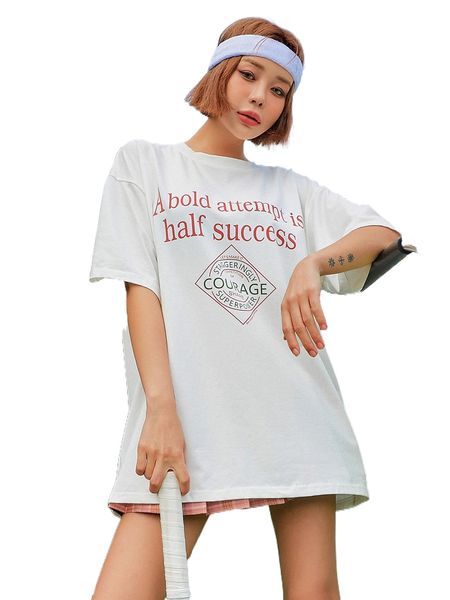 

dazy slogan graphic drop shoulder tee r1cn#, White