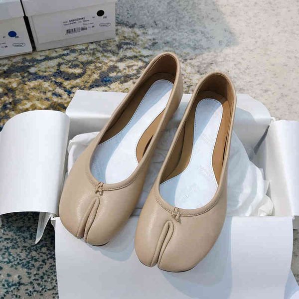 

dress shoes split toe shoes women's sheepskin ballet flat shallow mouth pregnant women pedal four seasons single, Black