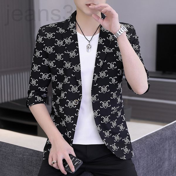 

men's suits & blazers designer 2022 spring and summer 7-point sleeve suit men's korean fashion 5-point small short coat wz2y, White;black