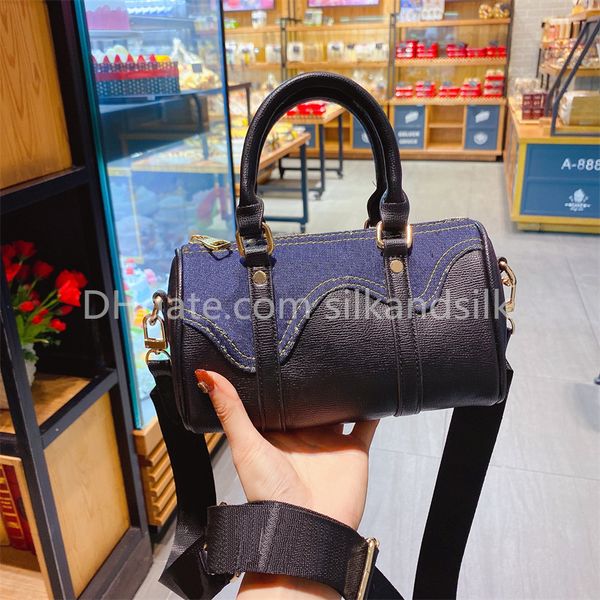 

designer luxury ladies handbag denim stitched boston bags vintage european and american one shoulder purse cross body messenger bags women&#