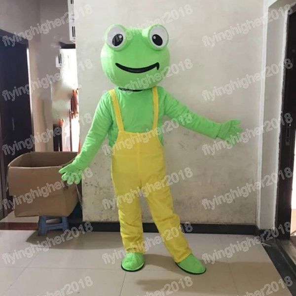 Hallowee Green Frog Mascot Costume simulação
