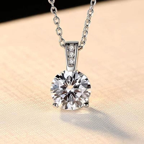 

trendy pendant necklaces 925 sterling silver 1-2ct d color vvs1 moissanite necklace women jewelry plated 18k gold 3 prong gift