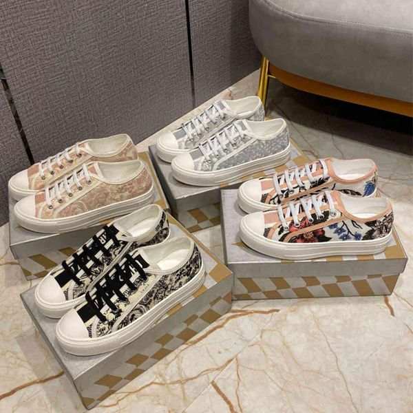 

2022 paris dies shoes 2021 walk 'n 'oblique women shoe sneaker gray black white embroidered cotton low -cut shoes fashion rosa mut