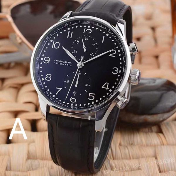 

mens quartz chronograph watch black blue leather, Slivery;brown