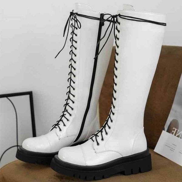 

fashion fur boots winter women shoes lace up women's knee high platform waterproof black white long combat boot wg6e nnro