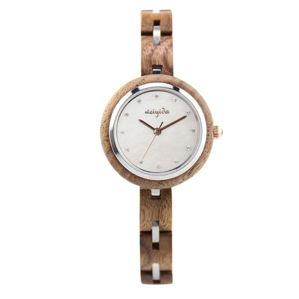 Orologi da polso Orologio in legno Orologio da donna CZ Orologio da polso al quarzo Bracciale da donna alla moda Orologi in legno Donna Relogio Feminino