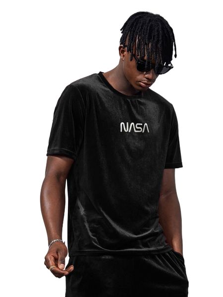 

men letter graphic velvet tee b6zd#, White;black
