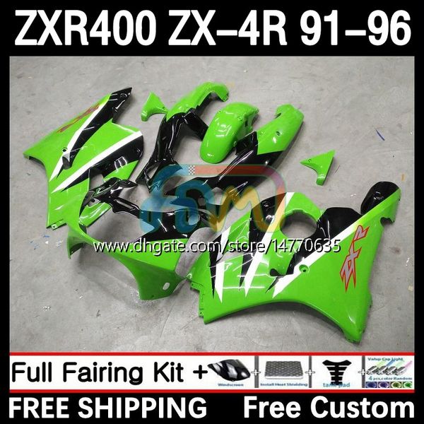 Kit de abds bodys para kawasaki ninja zx4r zxr 400 cc 400cc 1991 1992 1993 1994 1995 1996 Cowling 12dh.52 ZXR-400 Bodywork ZX 4R ZXR400 91 92 93 94 95 96 Fansing Green Black Black