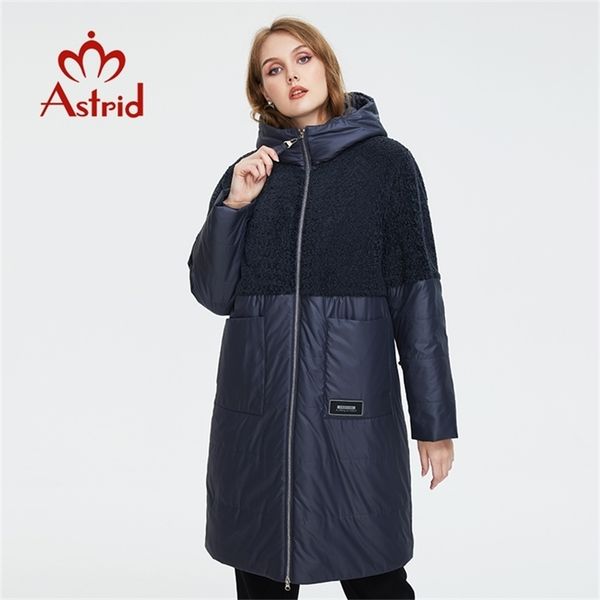 

astrid women's winter jacket female parkas long plush quilted coat for women o oversize warm clothing with hooded outerwear 211120, Black
