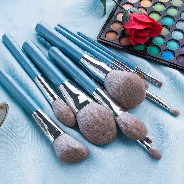 Strumenti per il trucco 13Pcs Super Soft Grandma Grey Lily Blue Brushes Set Foundation Eyeshadow Contour Lash Make up Brush Cosmetic Tool220422