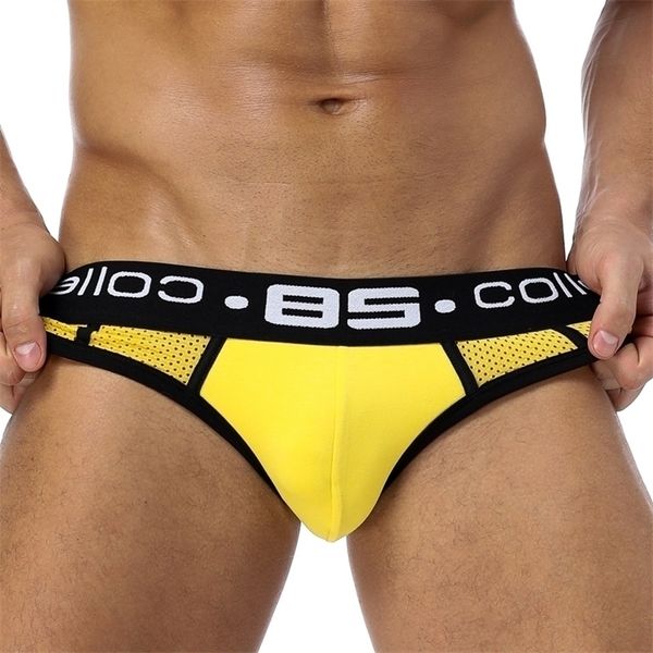 BS Новое сексуальное нижнее белье Мужские трусы Cuecas Bikini Slip Homme Underpants Краткий мешочек гей -сетка Jockstrap BS107 T200517