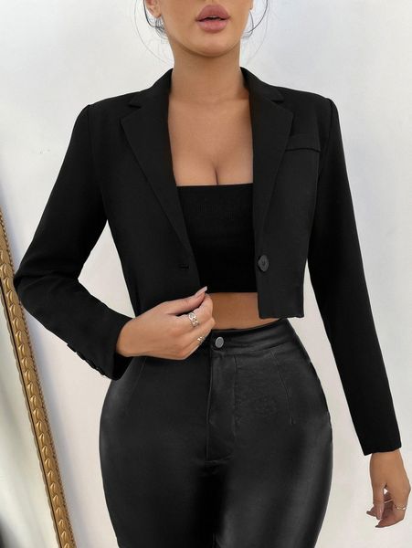 

lapel neck single button blazer r9lo#, White