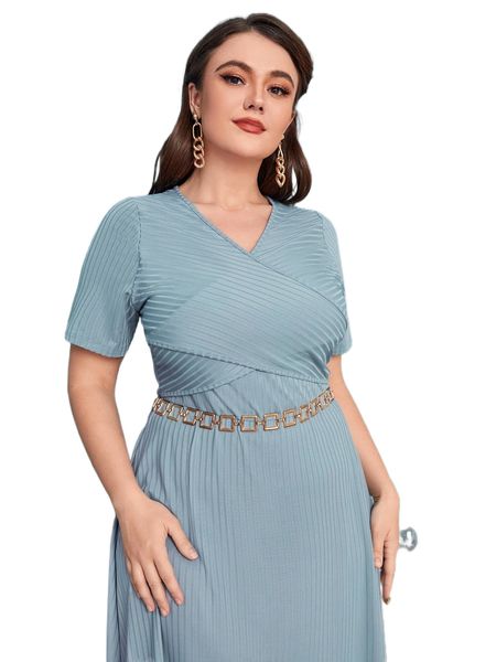 

plus cross wrap dress without belt 23ib#, Black